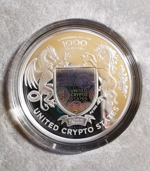 Yhdysvallat. 1000 Satoshi 2022 United Crypto States, 1 Oz (.999)  (Ei pohjahintaa)