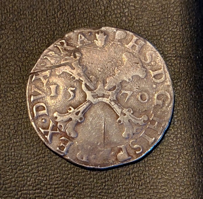 Spanisch-Niederlande, Brabant, Antwerpen. Felipe II (1556-1598). 1/2 bourgondische rijksdaalder 1570  (Ohne Mindestpreis)