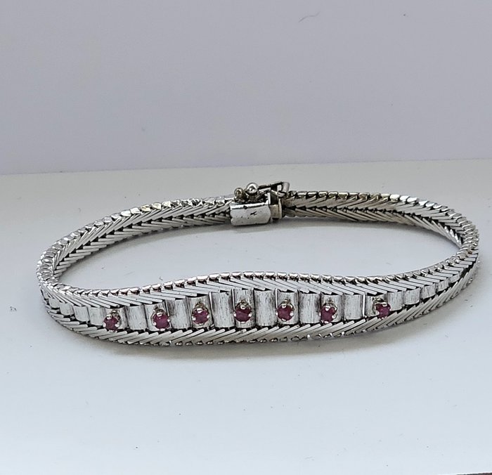 No Reserve Price - Bracelet Silver Ruby 