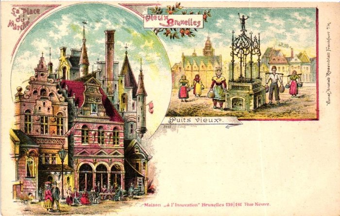 Belgia - Miasto i krajobraz, Bruksela - mapy litograficzne z 1897 roku - Pocztówka (83) - 1897-1905