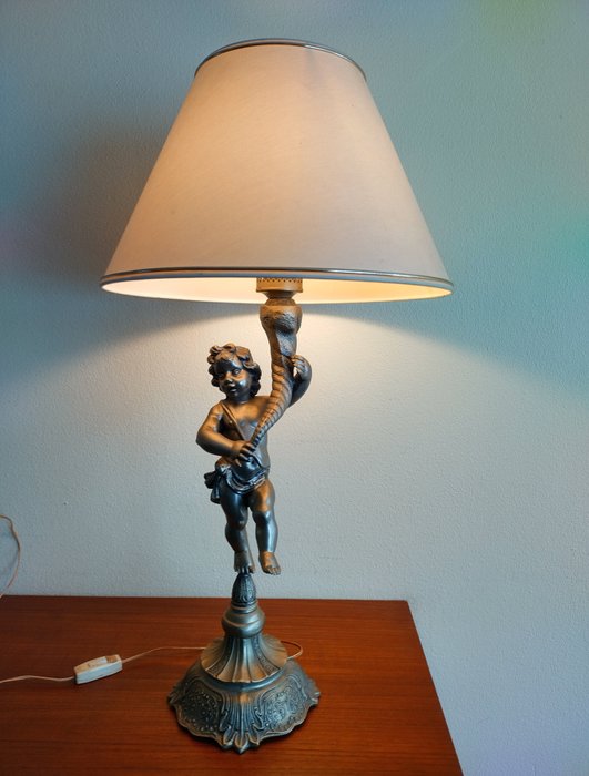 Tischlampe - Vintage - Engel - Putten - Bronze