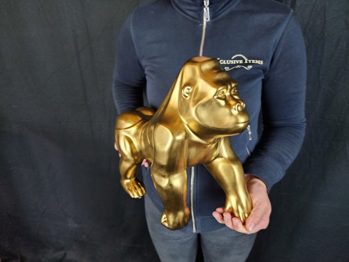 Statue, Ceramic Gorilla Gold - 30 cm - Keramikk