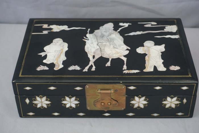 珠寶箱 - 珍珠母貝鑲嵌首飾盒 - 木, 絲絨