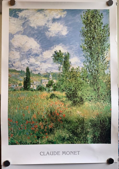 Claude Monet - Claude Monet - Landschaft mit Dorf im Grünen. - anii `80