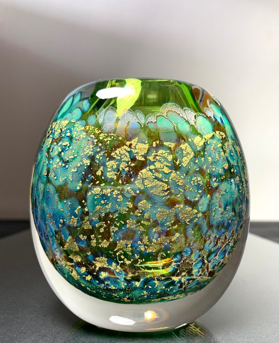 Maxence Parot - Vaas -  Unieke gekleurde en gouden vaas  - Glas