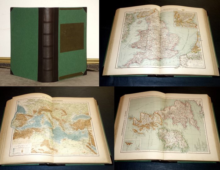 Värld, Atlas - Etthundrafemtio kartsidor; Spamer - Grosser Hand-Atlas - 1881-1900