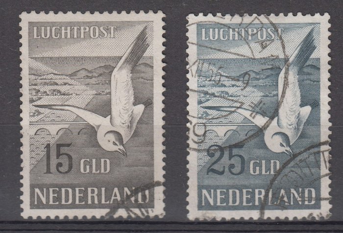 Netherlands 1951 - Airmail stamps Seagulls - NVPH LP12/13