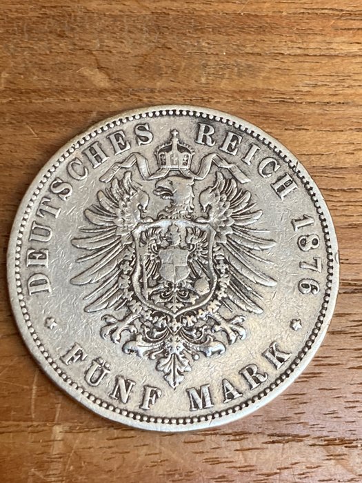 德國，普魯士, 德意志帝國. Wilhelm II. (1888-1918). 5 Mark 1876-A  (沒有保留價)