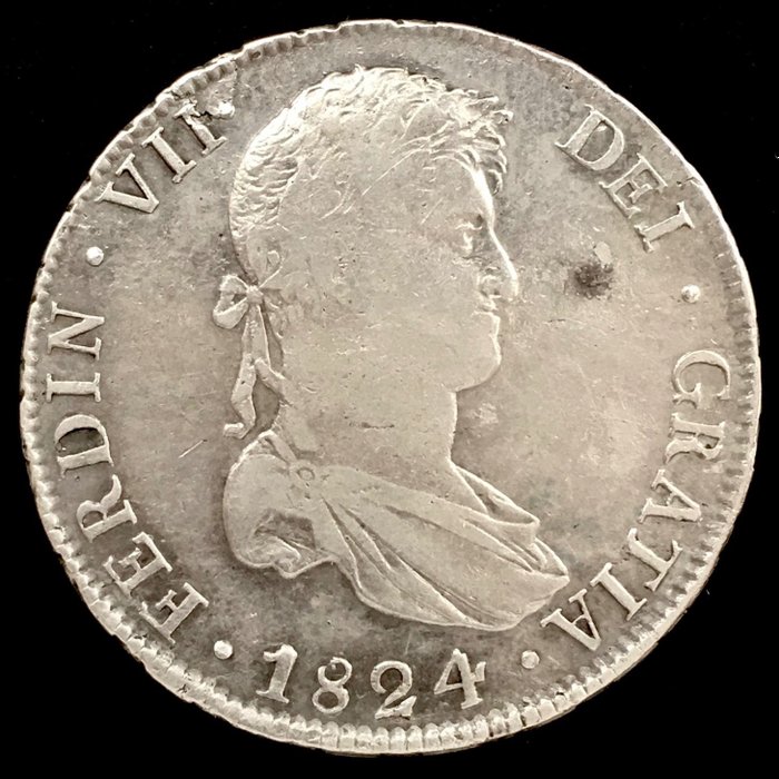 Spania. Fernando VII (1813-1833). 8 Reales - 1824 PJ - Potosi - (R171)  (Fără preț de rezervă)