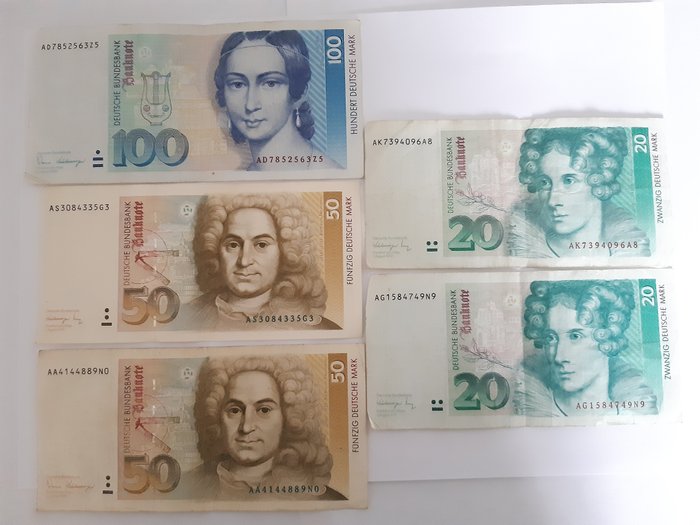Tyskland. - 5 banknotes - 240 DM - various dates  (Utan reservationspris)