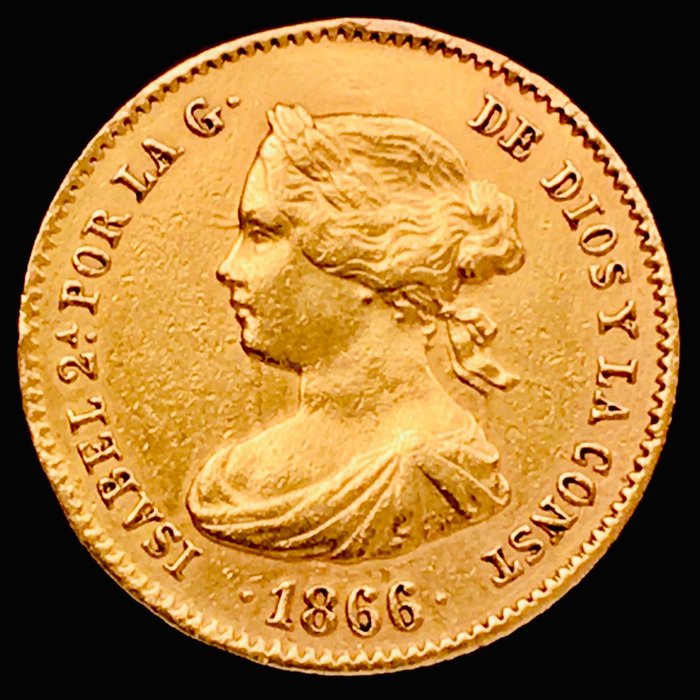 Spania. Isabel II (1833-1868). 4 Escudos - 1866 - (R174)