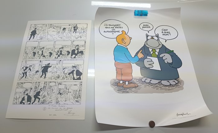 Tintin - Les Bijoux de la Castafiore - Page 2 + poster Le chat - Hommage Tintin - 2 Drucke