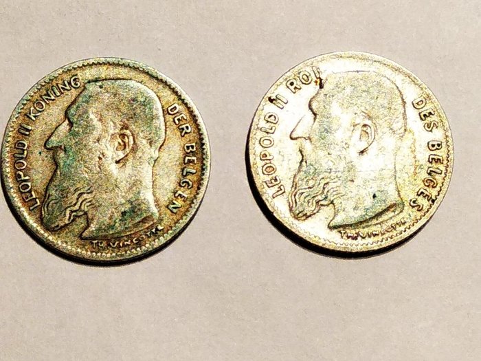 Belgien. Leopold II (1865-1909). 50 Cents 1909 Fr. en Nl.  (Utan reservationspris)