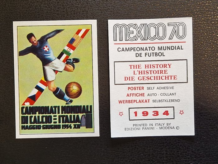 Panini - Mexico 70 World Cup - Poster Italy World Cup 1934 - Original Red & Black Back - 1 Sticker