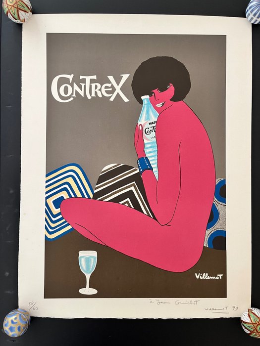 Bernard Villemot - Lithographie originale Contrex numérotée et signée - 1970-luku