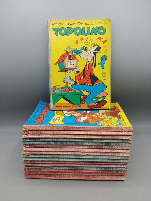 Topolino nn. 522-566-567-568-569-570-573-576-578-584-585-586-587-592-593-598-599 - Topolino assortiti fascia 500 con Bollini - 17 Comic - First edition