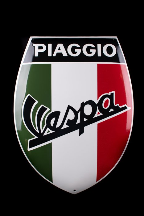 Sign - Vespa - Vespa emblem "Italy tricolore"; 500mm; enamel sign; beautiful quality; piaggio