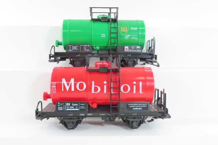 Train, Newqida G - 757 5806 - 模型火车货运车厢 (2) - 2 辆印有“VTG”和“Mobll”字样的两轴油罐车 - DB