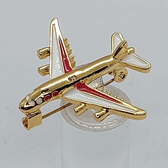 Gold-plated, 925 silver. Enamelled. - Brooch - Pilot. Aviation