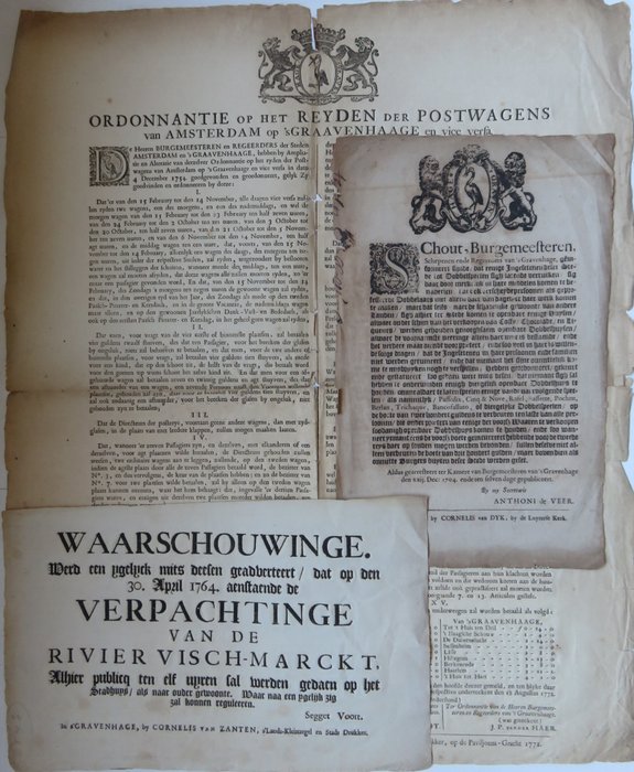 Dokument - Diverse auteurs - Drie Haagse ordonnanties, 18de eeuw - 1704