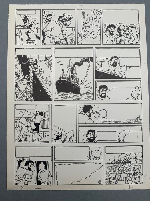 Tintin - Coke en Stock - 1 page en "Édition Alternée" - Essai imprimerie sans les textes - 1 drucken