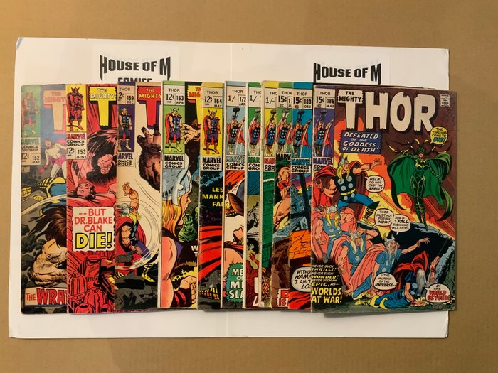 Thor (1962 Series) # 152, 153, 159, 163, 164, 172, 173, 174, 178, 183 & 186 - Silver/Bronze Age Gems! Origin of HIM (Adam Warlock)! - 11 Comic collection - Prima ediție - 1969/1971