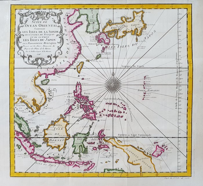 Asia, Map - Oriental Ocean / East Indies / Malaysia / Indonesia; La Haye, P. de Hondt / J.N. Bellin / A.F. Prevost - Suite de l'Ocean Oriental, contenant les Isles de la Sonde, Tunquin, Chine, Japan, Philippines - 1721-1750