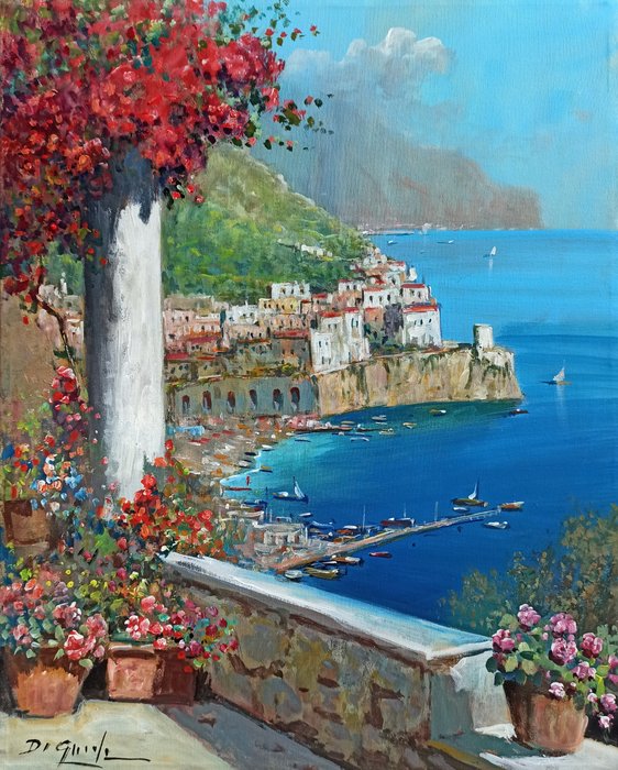 Gianni Di Guida (1965) - Marina di Amalfi con fioritura