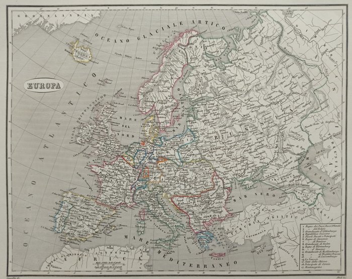 欧洲, 地图 - -; P. Allodi - Europa - 1861-1880