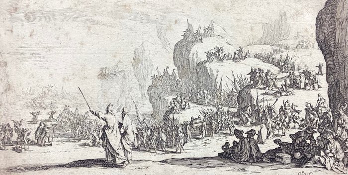 Jacques Callot (1592-1635) - Il passaggio del Mar Rosso - Raro originale