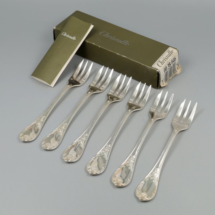 Christofle taartvorken model: Marly, NO RESERVE - Σετ μαχαιροπήρουνων (6) - Silver-plated