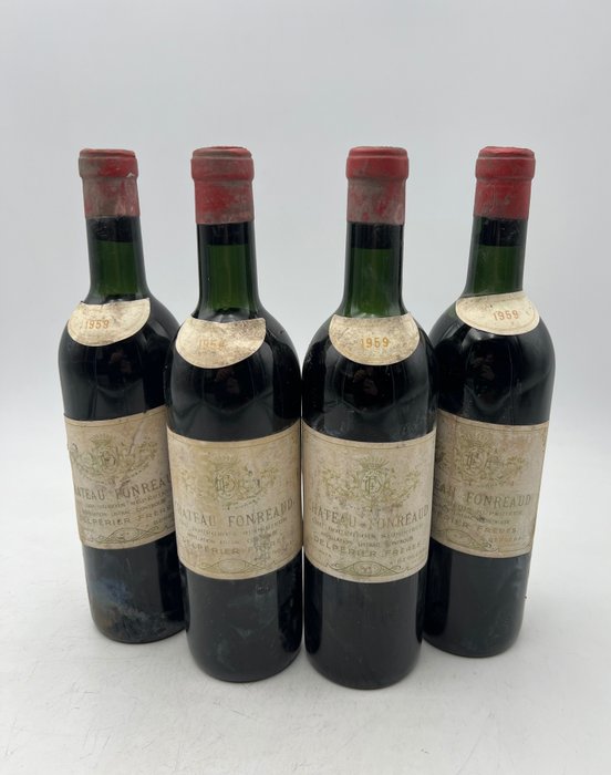 1959 Chateau Fonreaud - Cru bourgeois de Listrac - Bordeaux Cru Bourgeois - 4 Flasker (0,75 L)