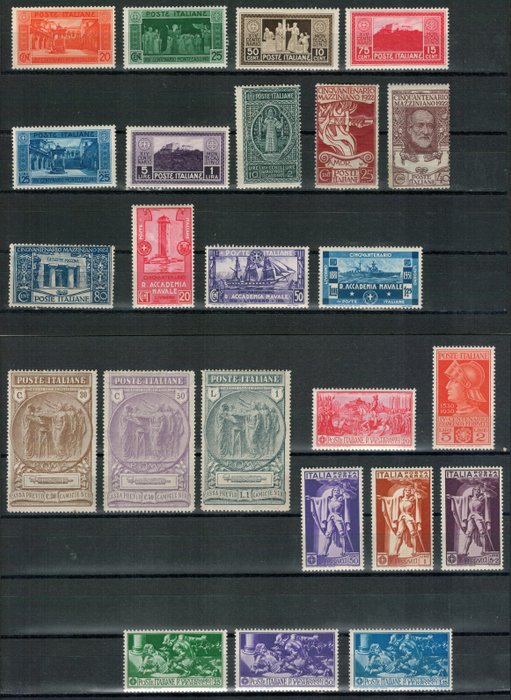 Ιταλία Βασίλειο 1922/1931 - Νο 5 σειρά της περιόδου (S.23-S.27-S.52-S.56-S.60). - Sassone 2024