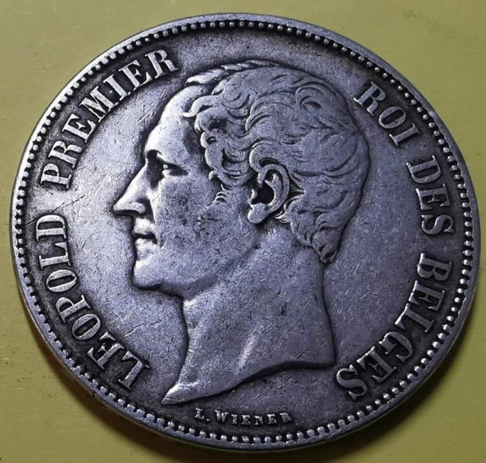 Bélgica. Leopold I (1831-1865). 5 Francs 1849  (Sem preço de reserva)