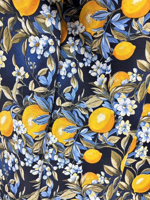 Mediterranean fabric with Capri lemon pattern, Vietri tile motif, Amalfi coast - Textile  - 2.8 m - 2.5 m