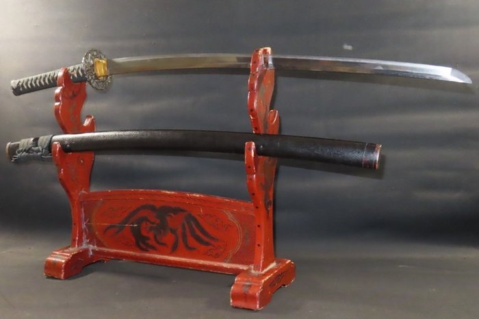武士刀 - 玉金钢铁 - Katana w/Koshirae : Morimitsu : A2-641 - 日本 - Muromachi period (1333-1573)