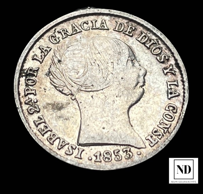 Spanje. Isabel II (1833-1868). Real 1853 - Sevilla  (Zonder Minimumprijs)