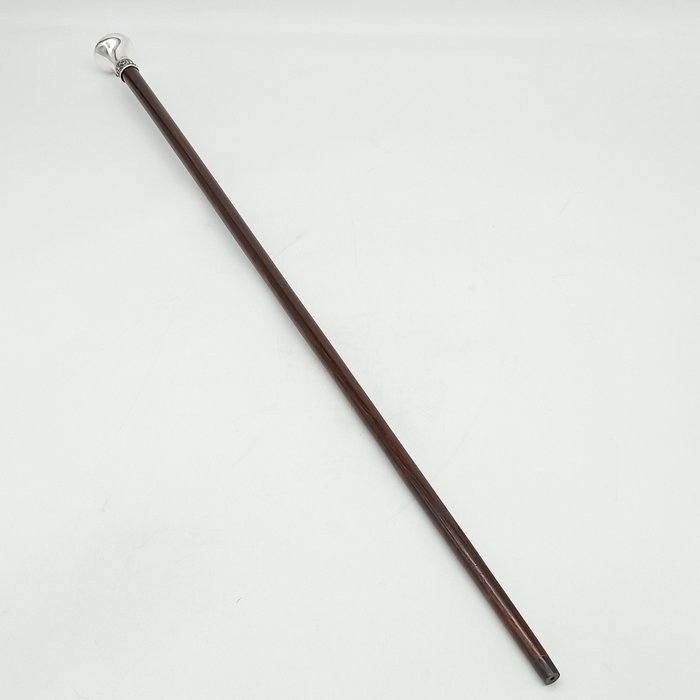Spazierstock - Handgefertigt – 90 cm – Holz – Jadeit – 925 - Holz, Silber