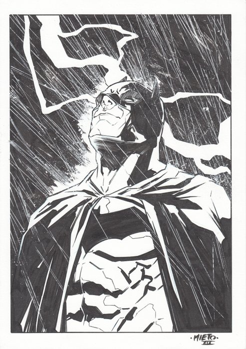 Carlos Nieto - 1 Original drawing - Batman - under the rain- Original Artwork - 2019