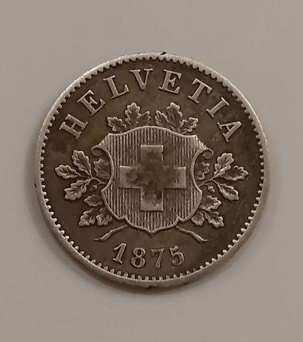 瑞士，伯尔尼. Confédération hélvétique.. 10 Centimes (Rappen) 1875 B (Berne) RARE