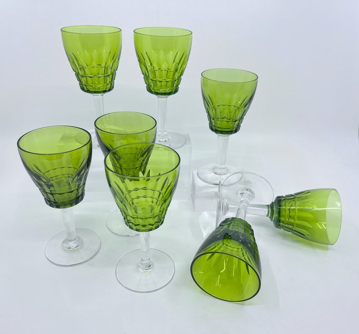 Val Saint Lambert - Set di bicchieri (8) - Mery Esneux Vert de Chine - Cristallo fatto a mano
