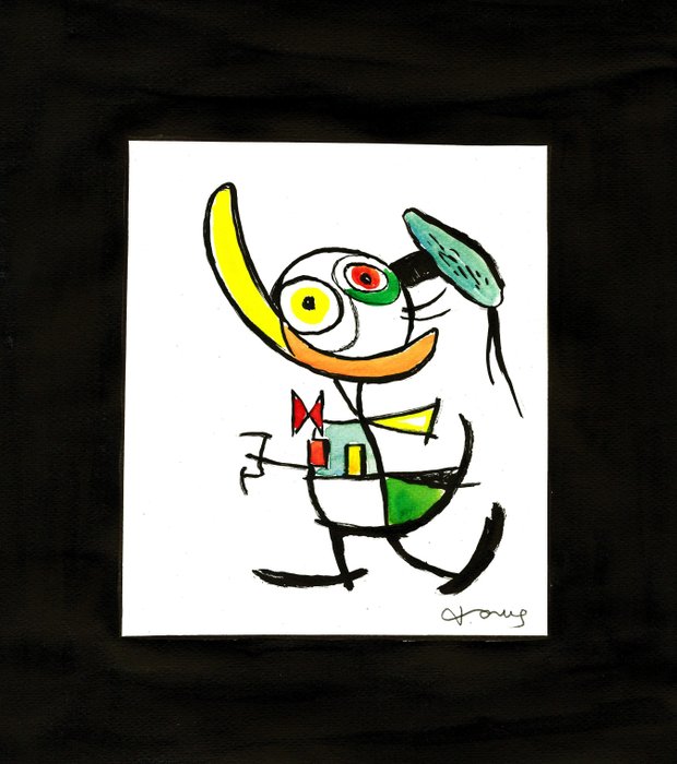 Tony Fernandez - Donald Duck Inspired By Joan Miro’s “Le Courtesan Grotesque” - Original Painting