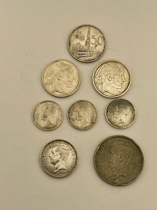 Βέλγιο. Lot of 8 Belgian coins Albert I and Baudouin era  (χωρίς τιμή ασφαλείας)