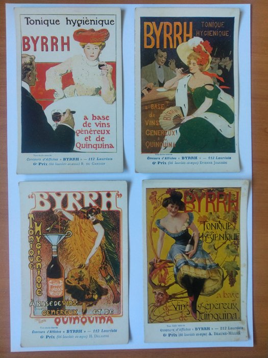 Ranska - Fantasia, Harvinaiset 1903 aperitiivit BYRRH-mainospostikortit. - Postikortti (4) - 1903-1903