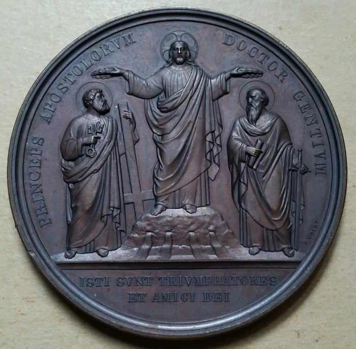 Päpstlicher Staat. 1867 Pius IX. Medaille „Martyrium Petrus und Paulus“ - Medaille 