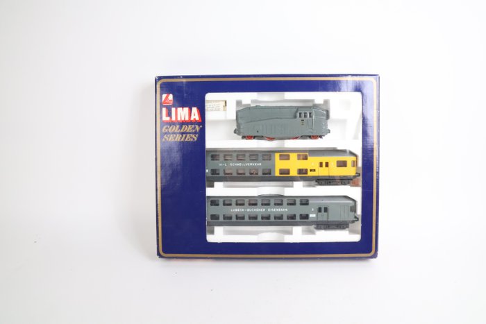 Lima H0 - 149803 - Treinset (1) - Stoomloc met dubbeldekkertrein - Lübeck Büchner Eisenbahn (LBE)