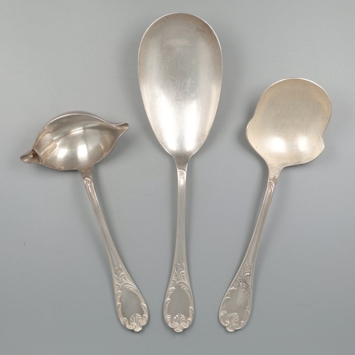 Christofle Rijstlepel, Aardappellepel en sauslepel model: Marly NO RESERVE - Σετ μαχαιροπήρουνων (3) - Silver-plated