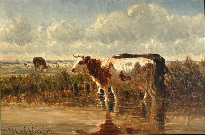 Helmert Richard Van Der Flier (1827-1891) - Cattle in a meadow