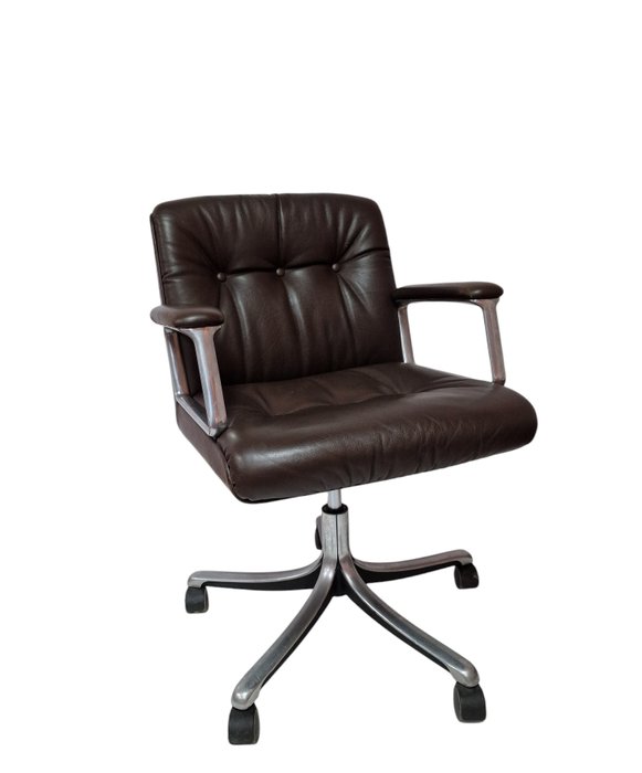 Tecno - Osvaldo Borsani - Office chair - P126 - Aluminium, Leather