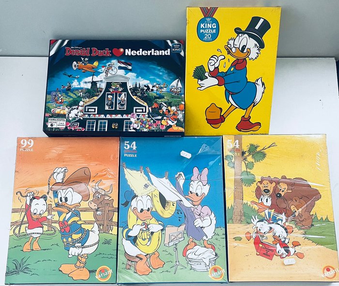 Wallt Disney - Spiel - 4 puzzels en 1 spel Donald Duck en Oom Dagobert